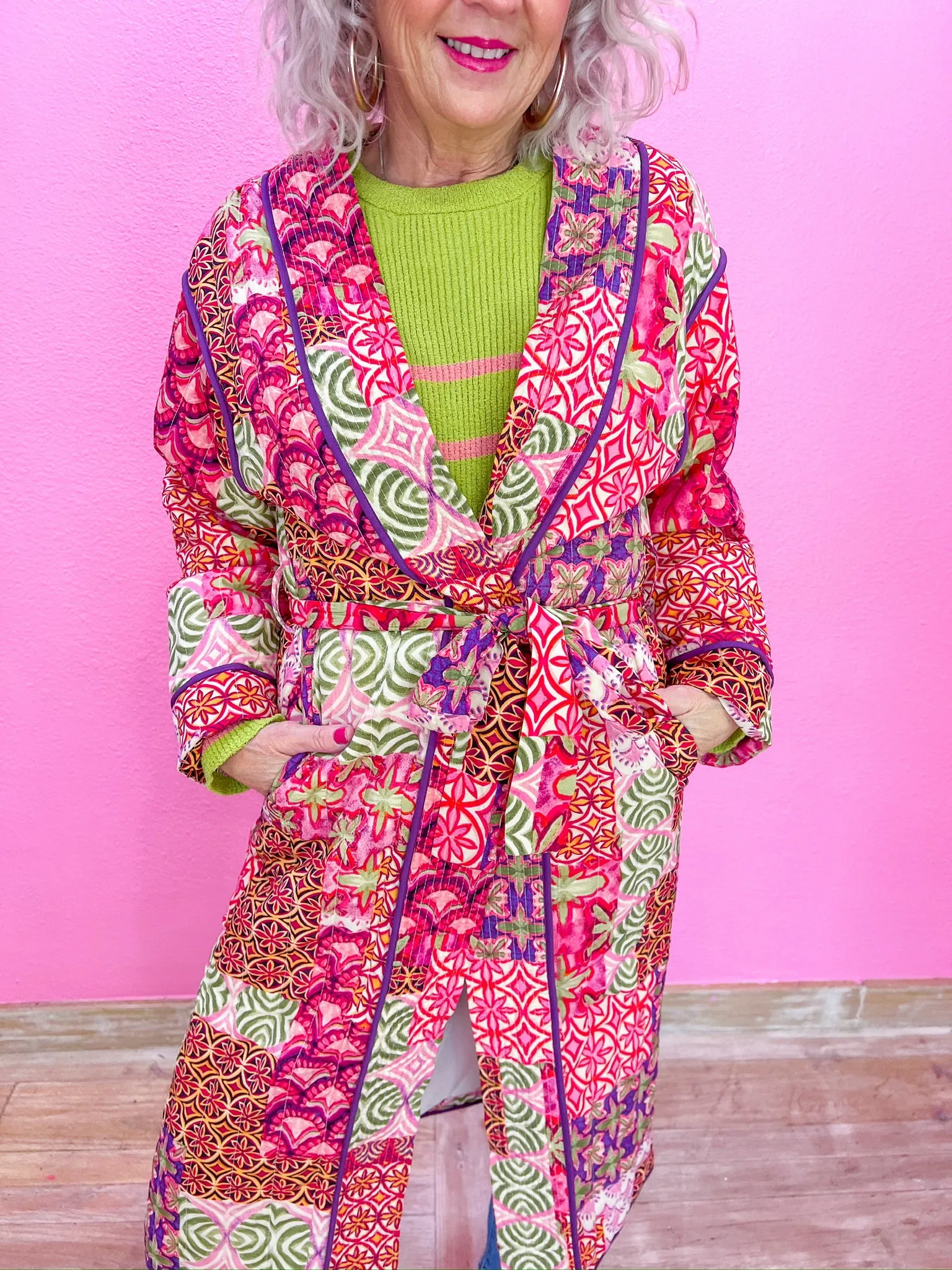 Wishing For You Long Cardigan - Pink Multi