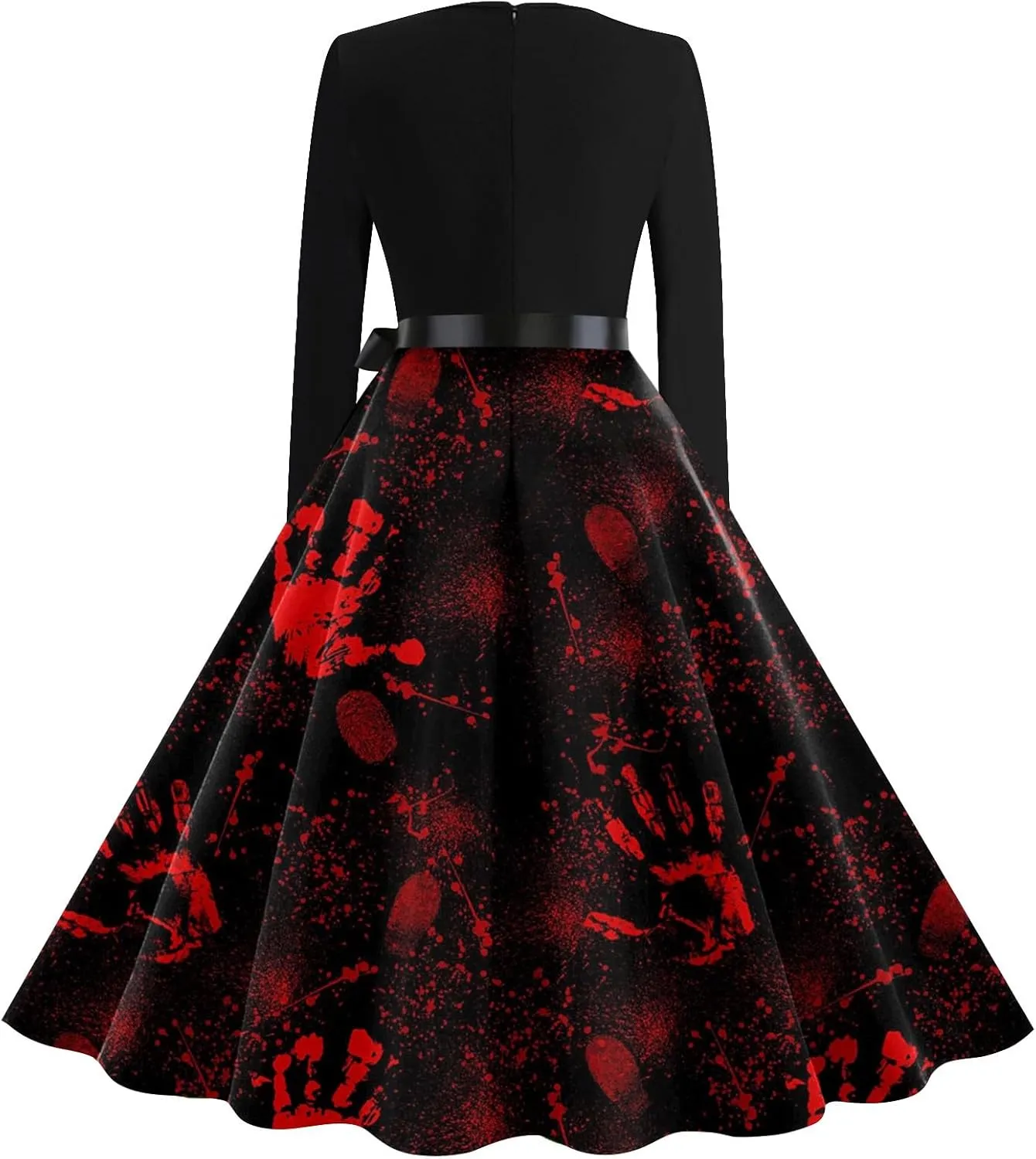 Womens 2024 Casual Long Sleeve Plus Size Fashion Loose Halloween Graphic Printed Vintage Dresses