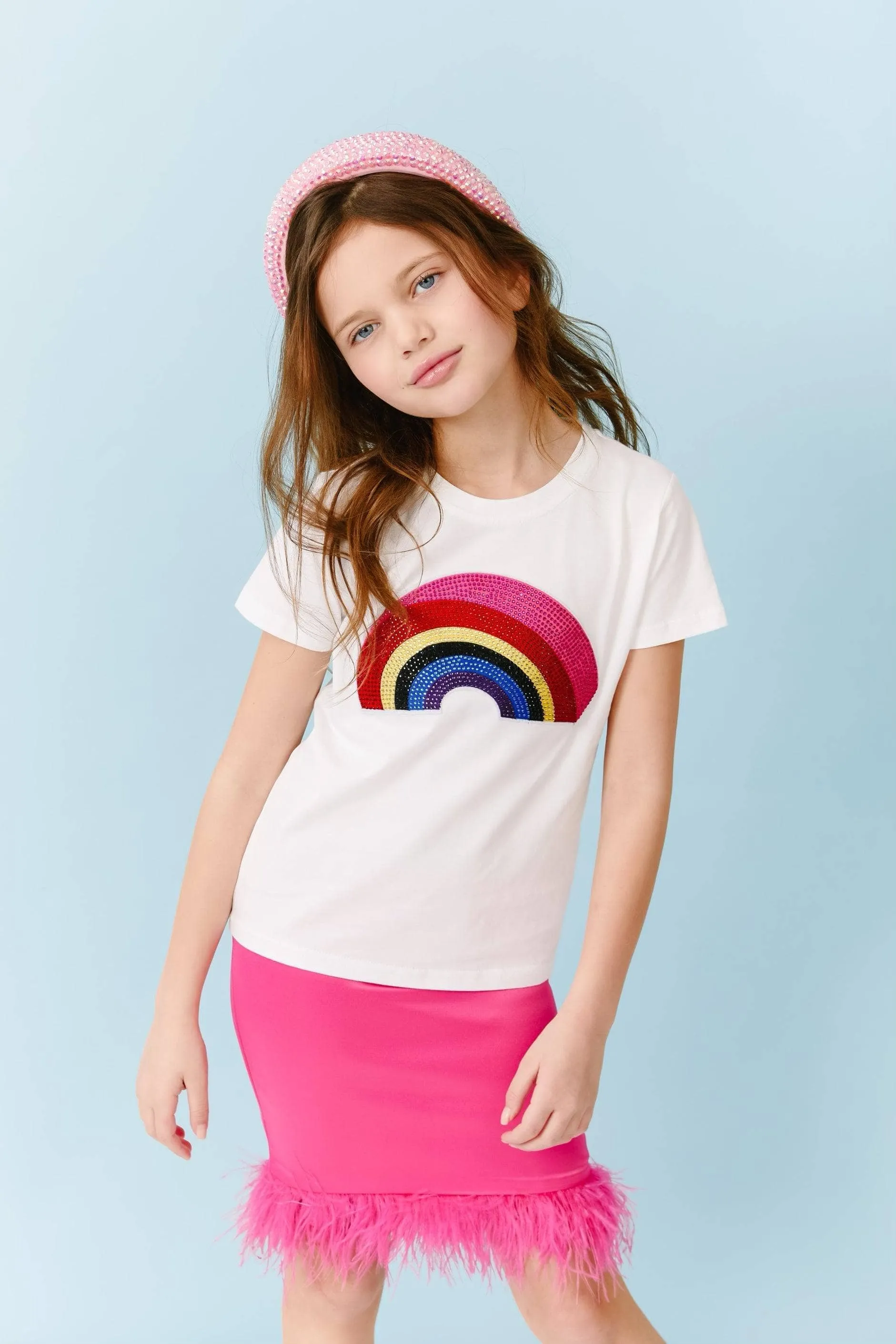 Women's Feather Trims Bright Pink Skirt