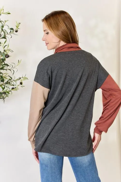 Women's Heimish Full Size Color Block Button Down Shacket