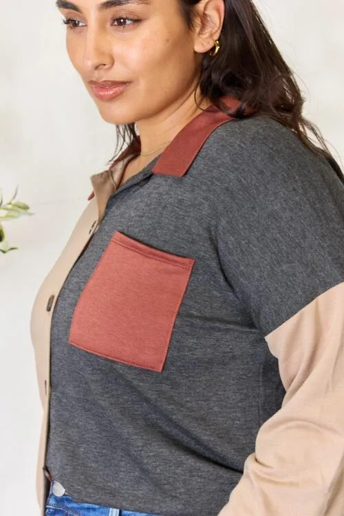 Women's Heimish Full Size Color Block Button Down Shacket