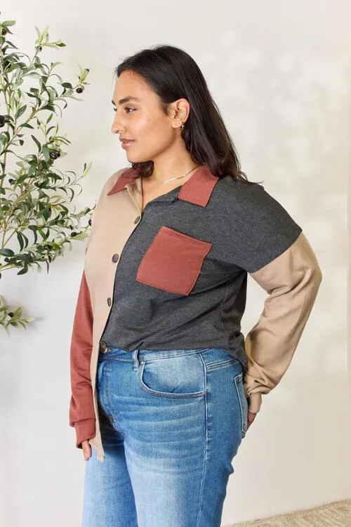 Women's Heimish Full Size Color Block Button Down Shacket