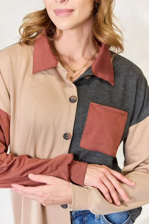 Women's Heimish Full Size Color Block Button Down Shacket